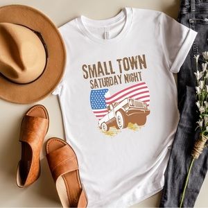 Small Town Saturday Night T-Shirt Graphic Tee White